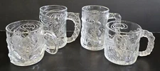 MCDONALD'S 1995 BATMAN & ROBIN MUGS Complete Set of 4 Glass Glasses Vintage
