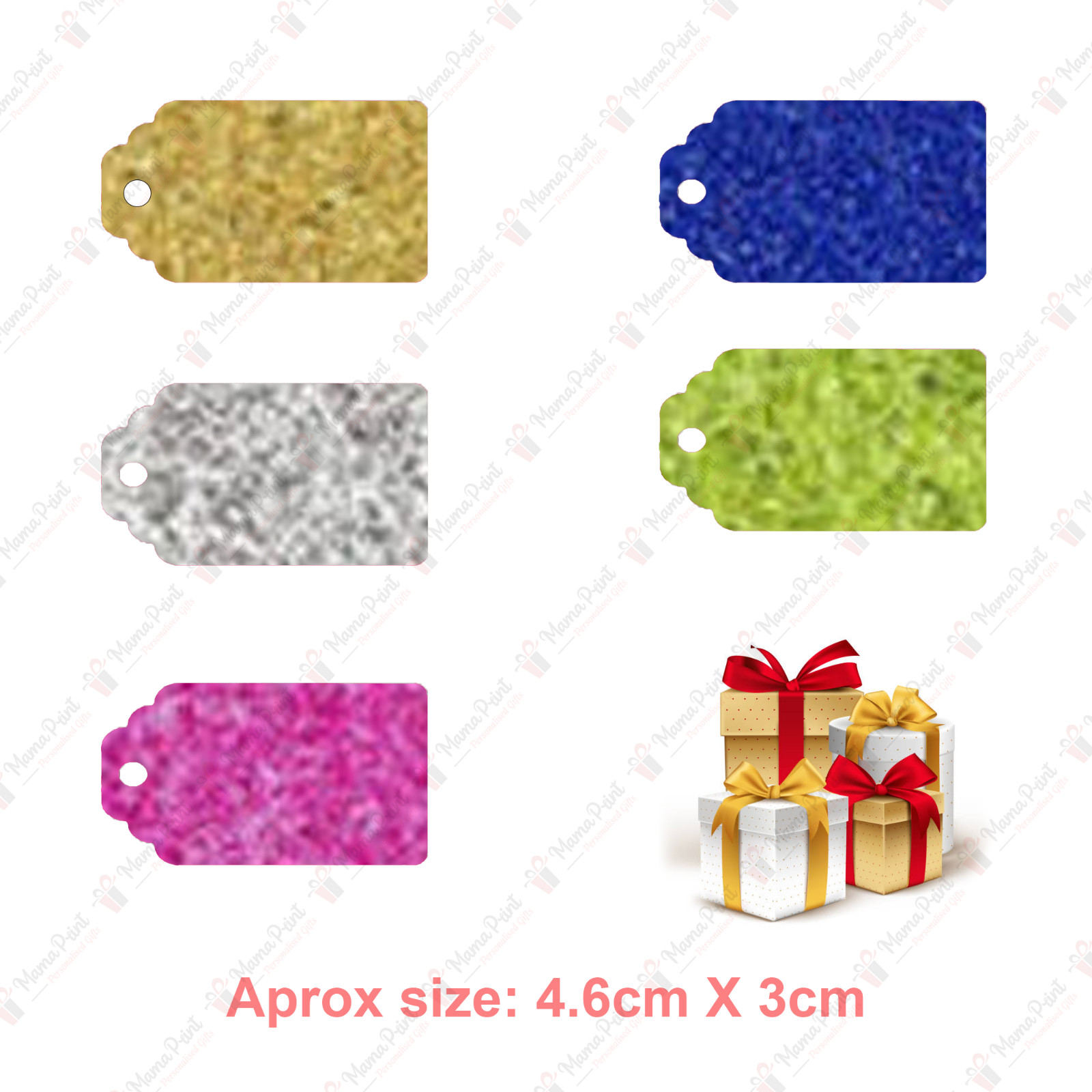 Glitter Gift Tags Christmas Birthday Tag Wedding Tags 4.6cm X 3cm