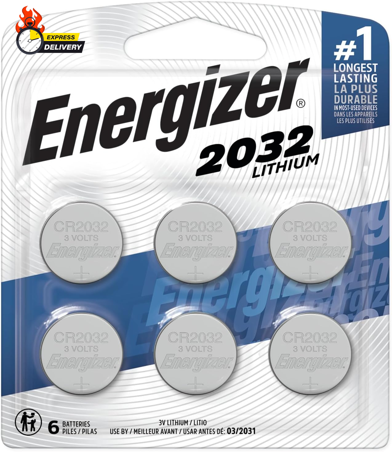 CR2032 Batteries, 3V Lithium Coin Cell 2032 Watch Battery,White (6 Count)-image