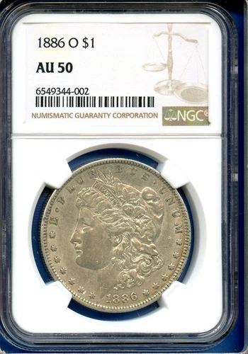 1886 O NGC AU50 Morgan Dollar $1 US Mint Silver Rare Key Date 1886-O AU-50 