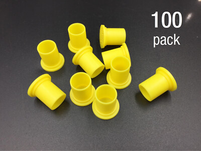 Lot of 100 BNC Female Dust Covers Caps Plugs Caplugs Yellow LDPE Brand New