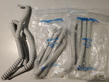 Lot Of 3 GREY Modular Phone Coiled Cord Premier 12 Ft. 2 New NOS, 1 Used