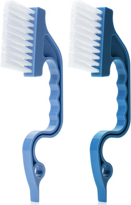Slick- Window Track Cleaning Brush, 2 Pack, Blue Ergonomic Handle, Built-in Scra