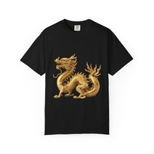 Golden Chinese Dragon T-shirt Oriental Mythical Beast Luck And Fortune Tee