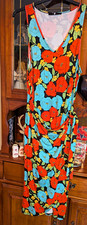 V V-Neck Sleeveless Floral Bodycon Dress Ruched Stretch Jersey Midi 14
