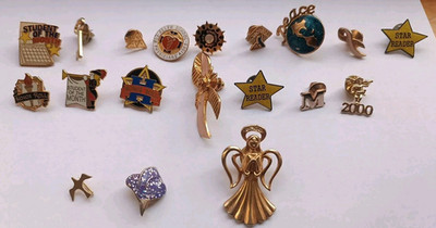 Lot Of 19 Pins Mixed Different Styles And Sizes                          