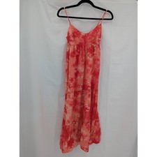 Cotton On Tie Dye Maxi S Coral Red Viscose Tiered Boho Summer Spaghetti Strap
