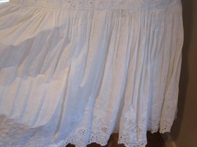 Antique 1910s/20s White Cotton Sleeveless Fitted Slip/Dress Whitework Embroidery