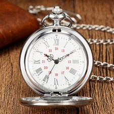 Silver Quartz Pocket Watch as My Grandson's Birthday Gift Christmas Short Chain