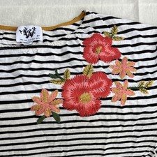 Anthropologie W5 Knit Striped Floral Embroide...