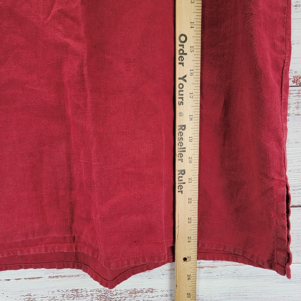FLAX Size P 100% Linen Bias Round Neck Tank in Red Sleeveless Round Neck Top - Image 2 of 4