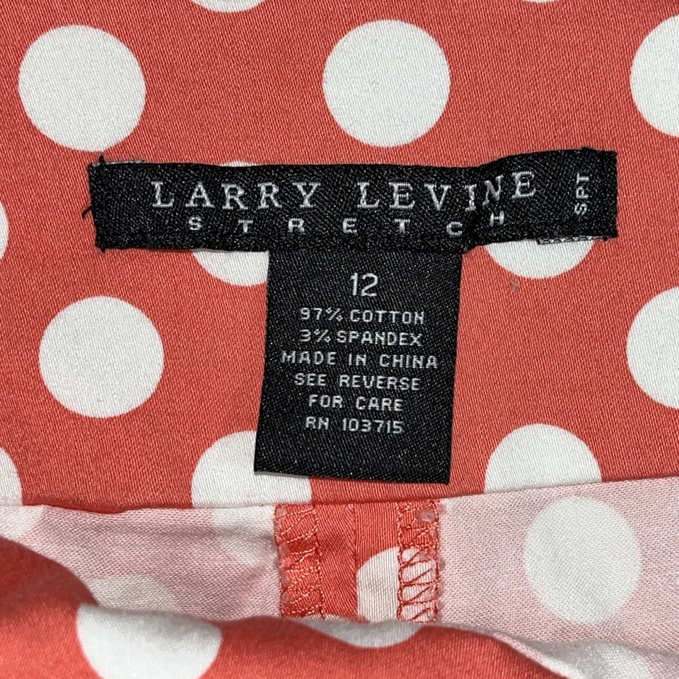 Pantalón corto de golf Larry Levine para mujer talla 12 coral blanco lunares bolsillos laterales con cremallera Foto 2 de 4