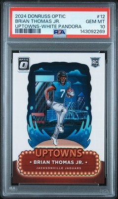 2024 Panini Donruss Optic #12 Brian Thomas Jr. Uptowns White Pandora 7/25 PSA 10