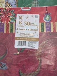 Vintage MerryBrite Christmas  Giftwrap Wrapping Paper NIP Sealed 8 Sheets/Design