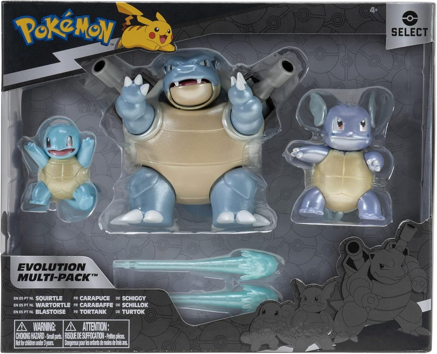 Pokemon Select Squirtle, Wartortle & Blastoise Evolution Figure Multi-Pack - New