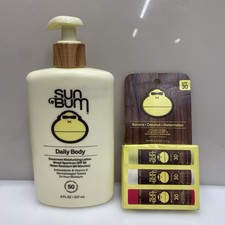 SET: Sun Bum SPF 30 Sunscreen Lip Balm Variety Pack  Body Lotion SPF 50 EX 6/27