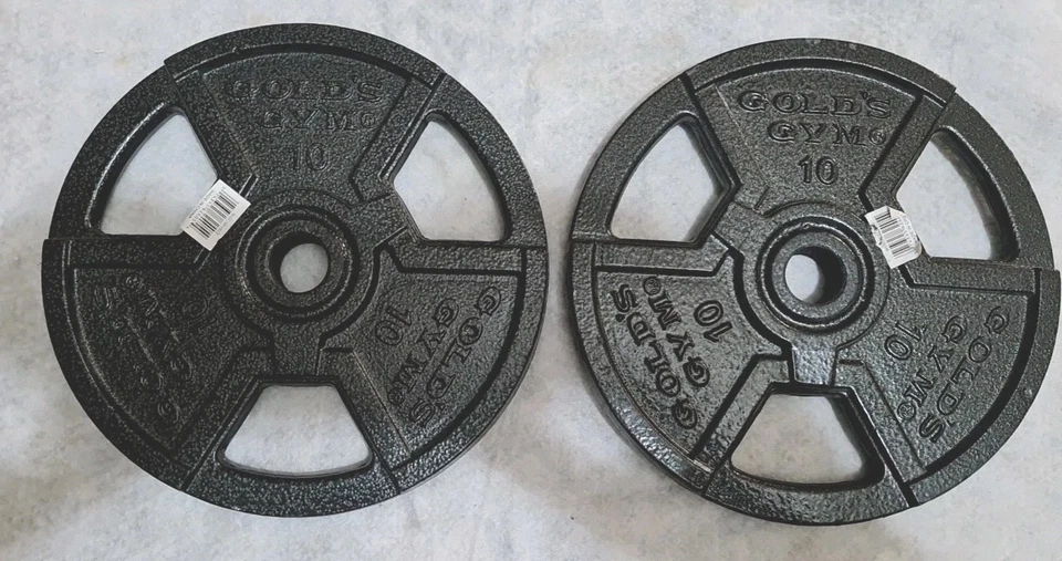 Juego de 2 placas de peso con barra de hierro fundido Gold's Gym de 10 lb 20 libras en total 1"" agujero Foto 2 de 2