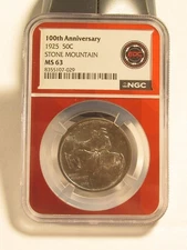 1925 Stone Mountain Half Dollar 100th Anniversary NGC MS63 Nice Original toning