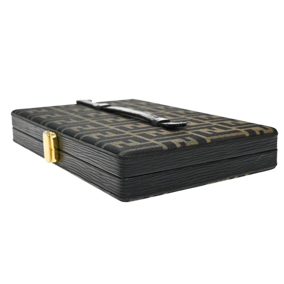 Bolso sin asas de mano FENDI con logotipo patrón de zucca de lona de cuero marrón GHW 70KA700 Foto 2 de 4