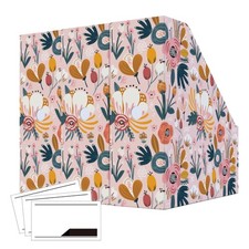 6 Pack Cardboard Magazine File Organizer Holder Desk Storage Book Bin Floral