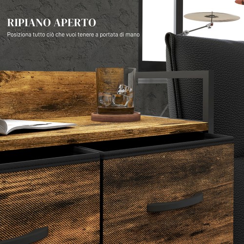 HOMCOM Mobile Cassettiera 4 Cassetti dal Design Industriale Marrone e Nero - Foto 6 di 10