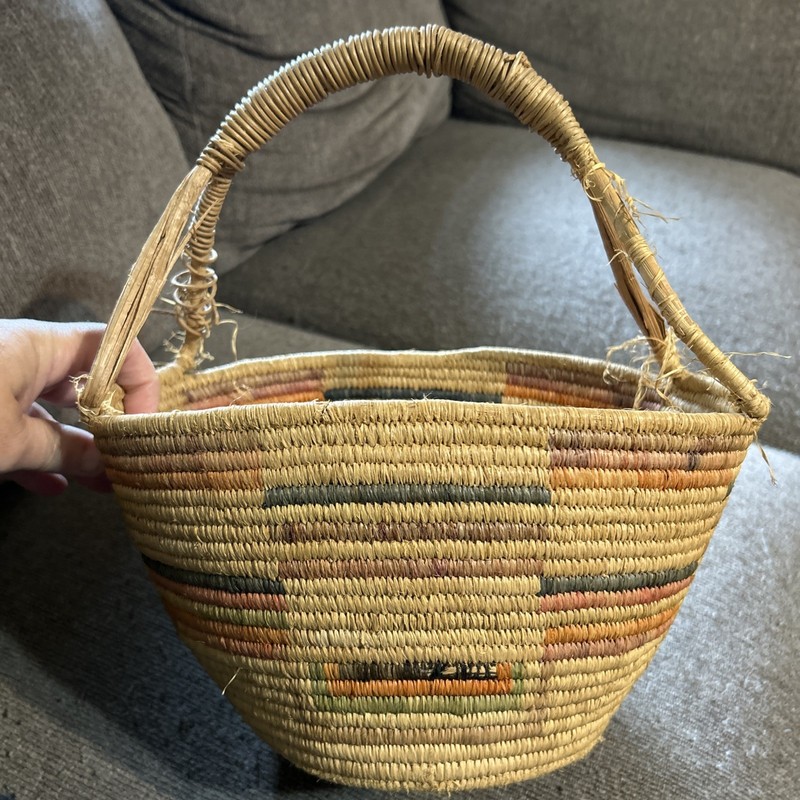Native american RAFFIA Basket Washington Salish AS IS