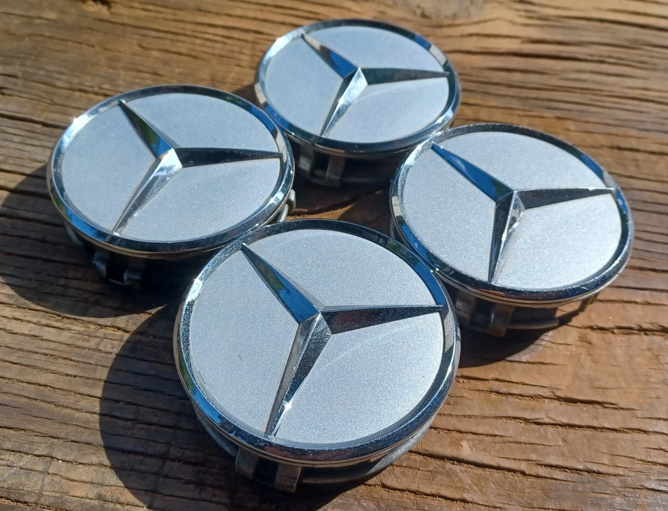 梅赛德斯-奔驰 S430 S500 S600 银色和镀铬 4 件套中心盖 220 400 01 25 — 第 2/3 张图片