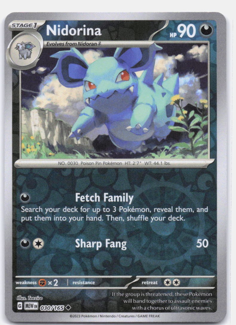 Nidorina 030/165 Uncommon 151 Pokemon Reverse Holo Near Mint