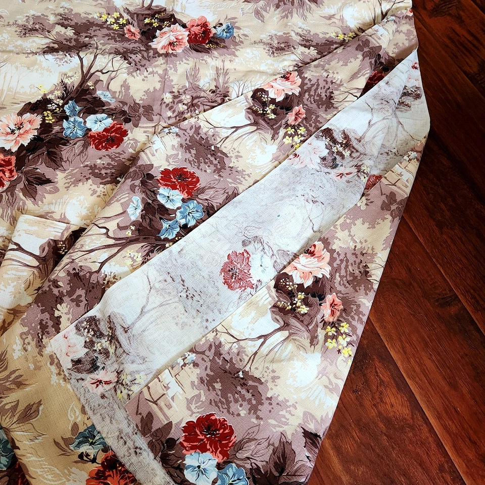 Tela de corteza Art Deco de colección Regencia 5+ yardas patio camino flores azul pop Foto 4 de 4