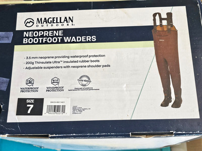 Magellan Neoprene Bootfoot Waders Size 7 - 200g Thinsulate Ultra Used