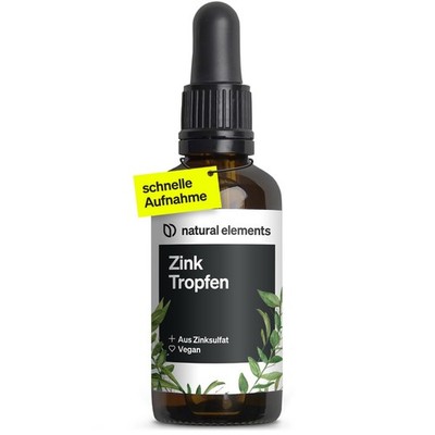 natural elements Zink Tropfen - 100ml - Premium: Ionisches Zink (Zinksulfat)