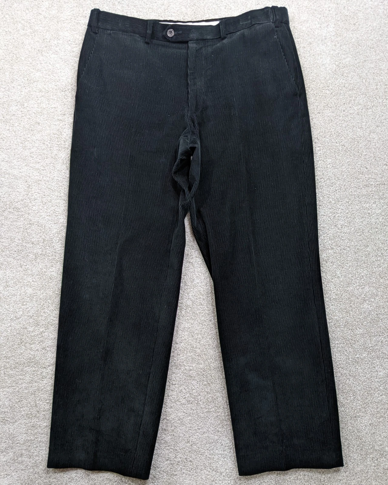 M&S Men's Corduroy Trousers W34 L29 Dark Khaki Green Stretch Cords Smart Casual