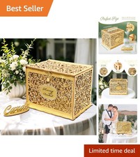 Durable Wooden Gift Card Box with Lock - Perfect for Weddings  Celebrations