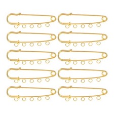 Golden Alloy Brooch Pins for DIY Crafts Safety Pins with Holes Durable Metal