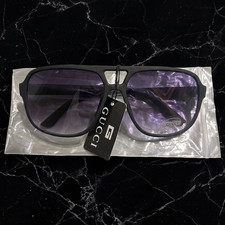 Gucci GG Women  s Aviator Sunglasses Black Plastic Frame Purple Tinted Lenses