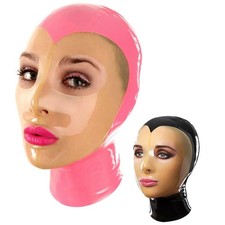 Latex Hood Rubber Mask Open Eyes and Mouth for Cosplay Halloween 0.4mm Back Zip