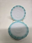 Vintage Hazel Atlas Crinoline Ripple Turquoise  Blue Saucers Set of 3