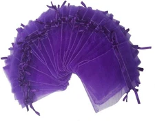 100pcs Sheer Organza Favor Bags 3x4'' Jewelry 1 Count (Pack of 100), purple 