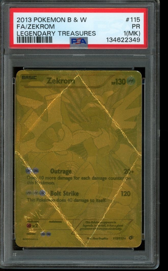 PSA 1 POOR MK Pokemon Zekrom Legendary Treasures Full Art Holo 115/113