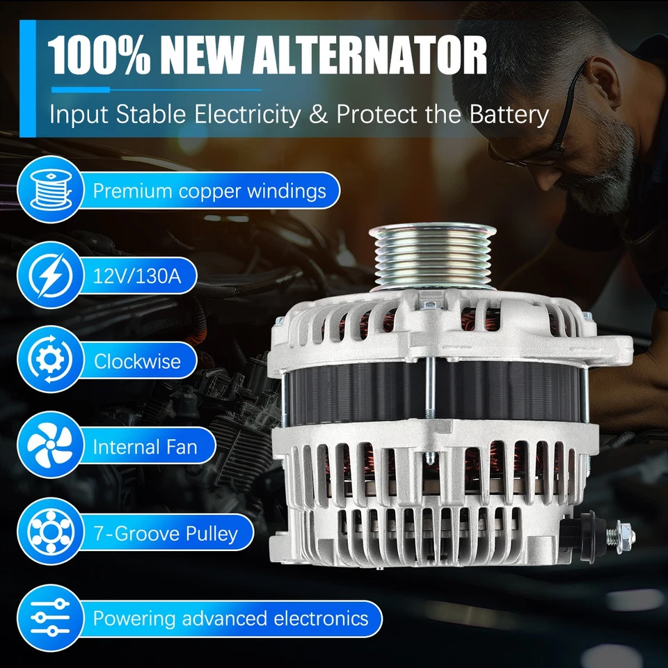 Alternator For 2009-2014 Nissan Murano Maxima 2011-2015 Nissan QUEST VAN 3.5L Foto 3 de 4