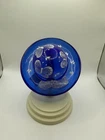 Fenton Blue Ladies Bonnet Hat With Stand Signed