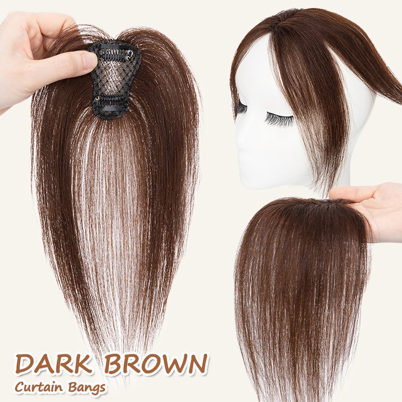 Real Human Hair Topper with Wispy Bangs for Thinning Crown 16INCH Amazon.com : HAIRCUBE 16 inch Real Human Hair Toppers for  main image 2