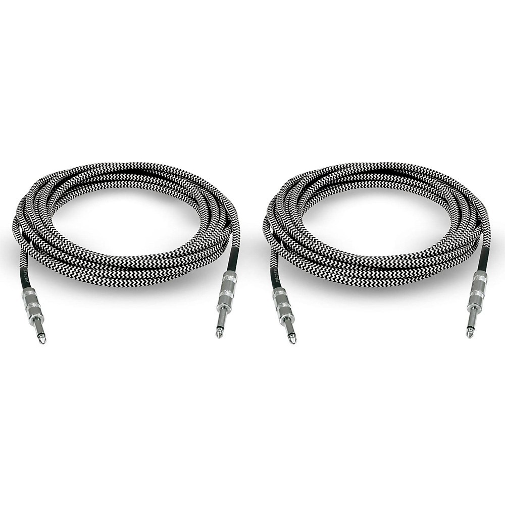 Musicians Gear Standard Instrument Cable Tweed-20 ft-Black and Silver 2 Pack 6390₽