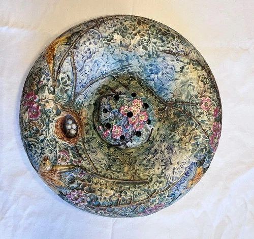 Weller Pottery "Glendale"  15.75" console bowl and 5" flower frog.