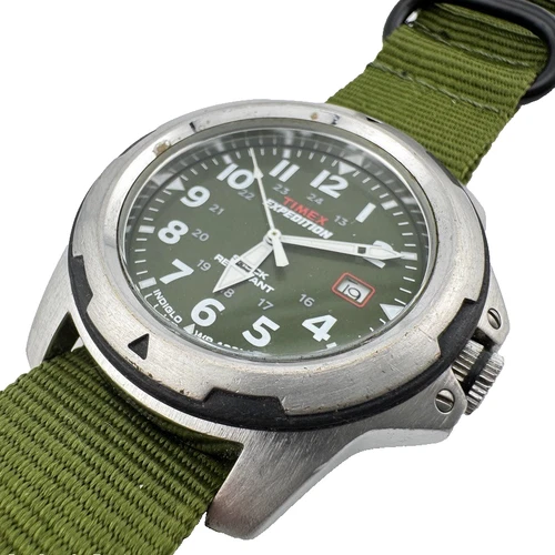 Vintage Timex Expedition Watch With Green Dial - NATO Strap - New Battery WORKS