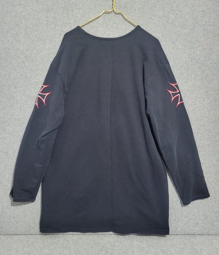 VTG Johnny Suede Men Shirt 2XL Black Iron Cross Embroidery Rockabilly Biker Y2K - Picture 2 of 11