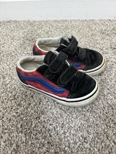 Vans Old Skool V Checker Blue Red Yellow Boys OTW Skate Toddler Shoes sz 6