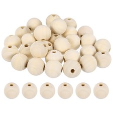 30Pcs 25mm Wood Beads, Unfinished Wooden Natural Beads Wood Spacer Beads