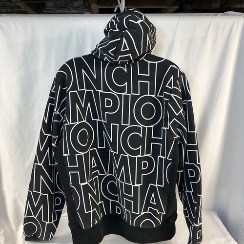 Champion Hoodie Mens L Black Reverse Weave Pullover AOP Spellout Streetwear - Bild 3 von 7