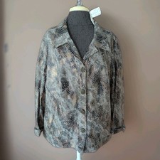 CJ Banks Brown Snake Print Button-Up Jacket Women’s 2X Wool Blend NWT